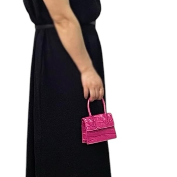Croco look Mini hot pink cross body bag patent leather look high quality - Picture 4 of 6